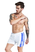 Men's blue sports shorts with lace-up closure and integrated padding for running and table tennis protection