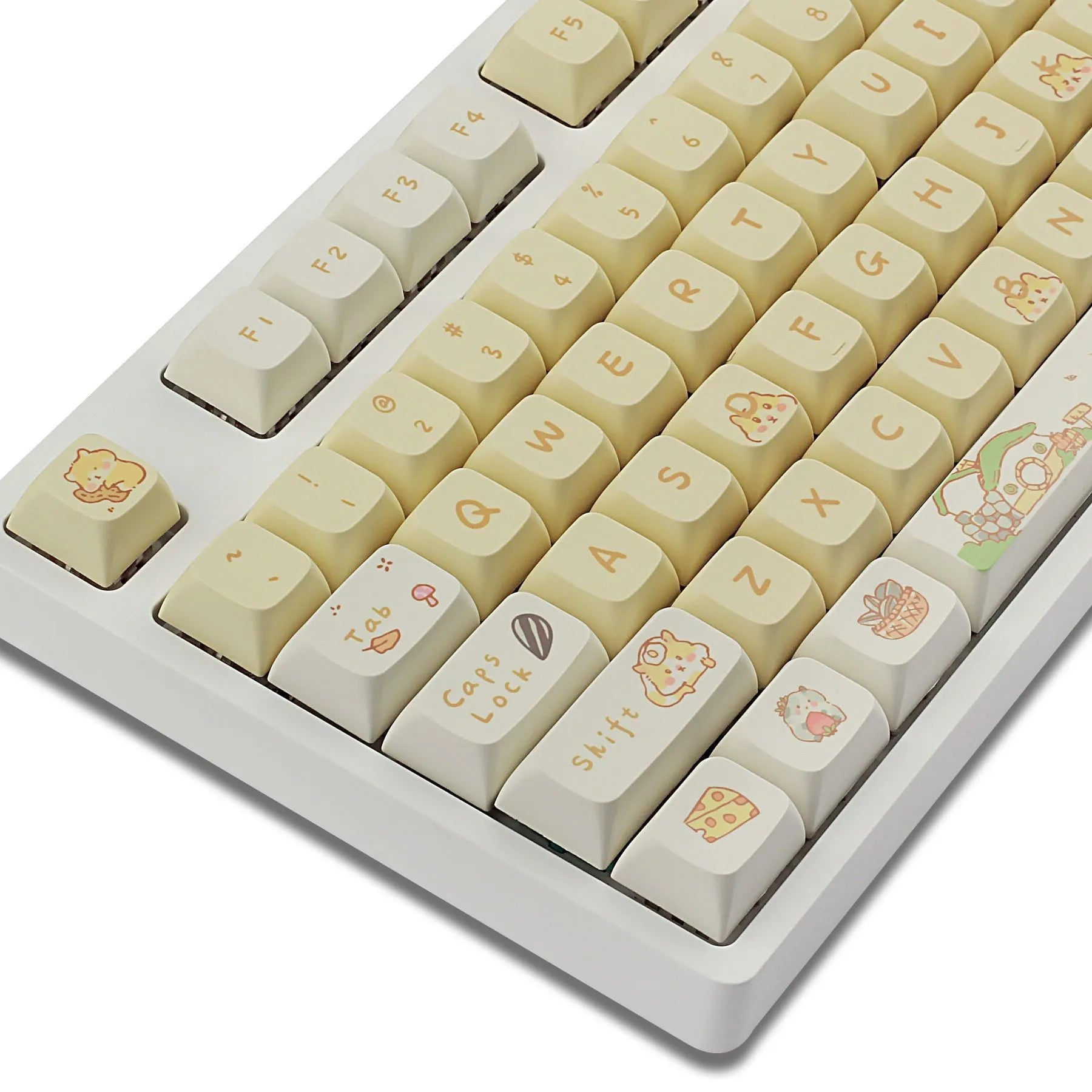 Custard-themed XDA profile keycap set for mechanical keyboards in grey and yellow colours