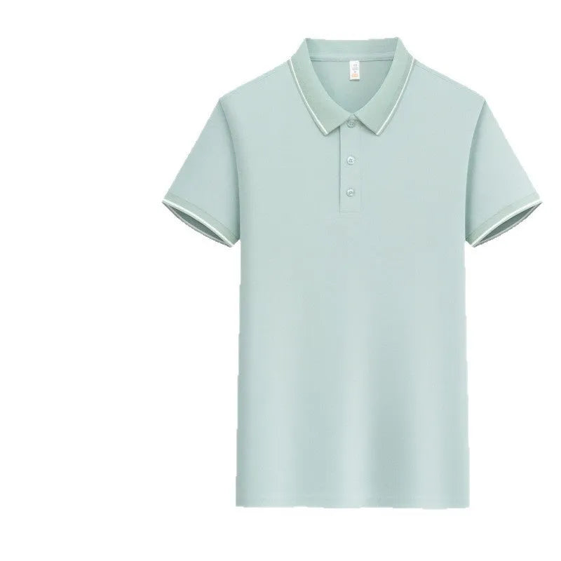 Men's antibacterial ice-sensitive lapel polo shirt in slim fit with short sleeves showing colour options