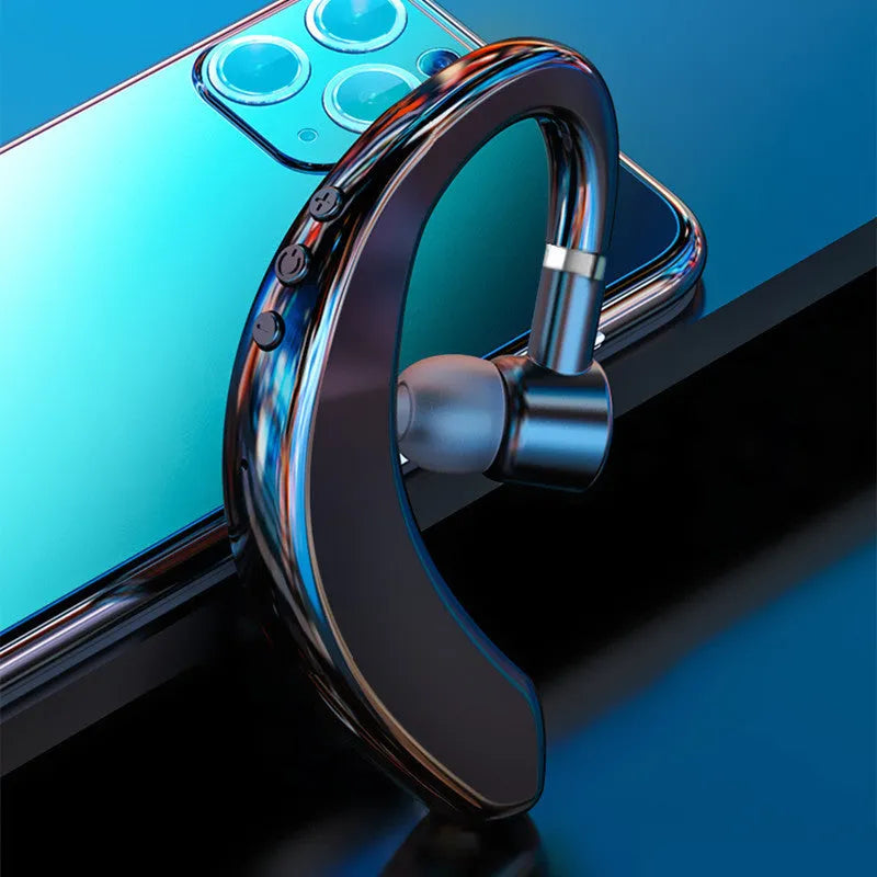 Black blue wireless Bluetooth unilateral in-ear headset with 10mm speaker and 90 mAh battery