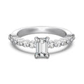 Round diamond ring for women in silver with platinum white gold colour electroplating, sizes 5 to 9