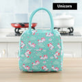 Oxford cloth thermal lunch bag with aluminium foil insulation in sea unicorn, rose red, blue, and stripe colours