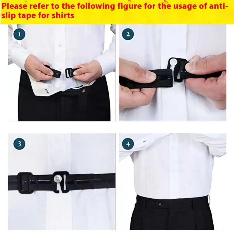 Men's black nylon non-slip shirt band with plastic hook buckle, 2-4cm ordinary width