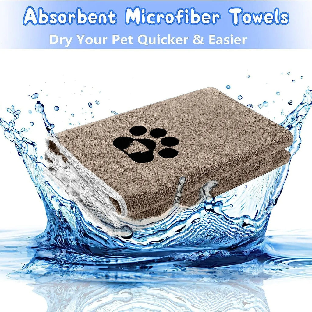 Brown ultra-fine fibre pet towel for dogs, available in 35x75cm and 50x100cm, water absorbing and quick drying.