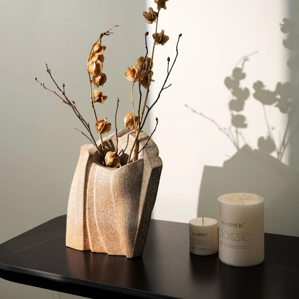 Resin reconstructed flower art displayed in ceramic vase with modern simplicity design in GT-B058 colour