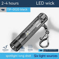 Black portable USB rechargeable outdoor flashlight with charging cable.