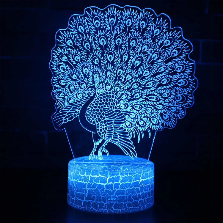 Acrylic 3D small night USB table lamp with 4mm light guide plate on 9.5x4cm base in colourful options