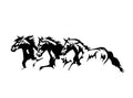 Three Horses steed design car decal sticker in black, shown at 25cm by 8cm size.
