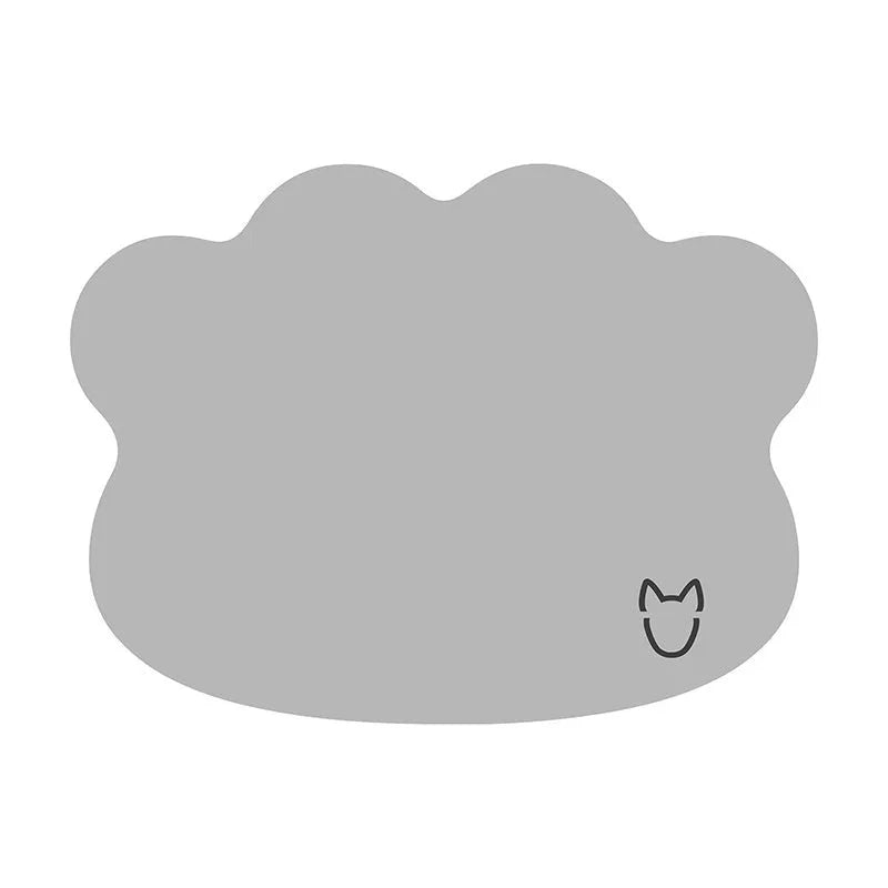 Ice silk dog cooling mat with simple dog head shape design in light grey colour