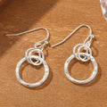 Silver round ring earrings, geometric zinc alloy hoop with electroplated finish, simple style for women