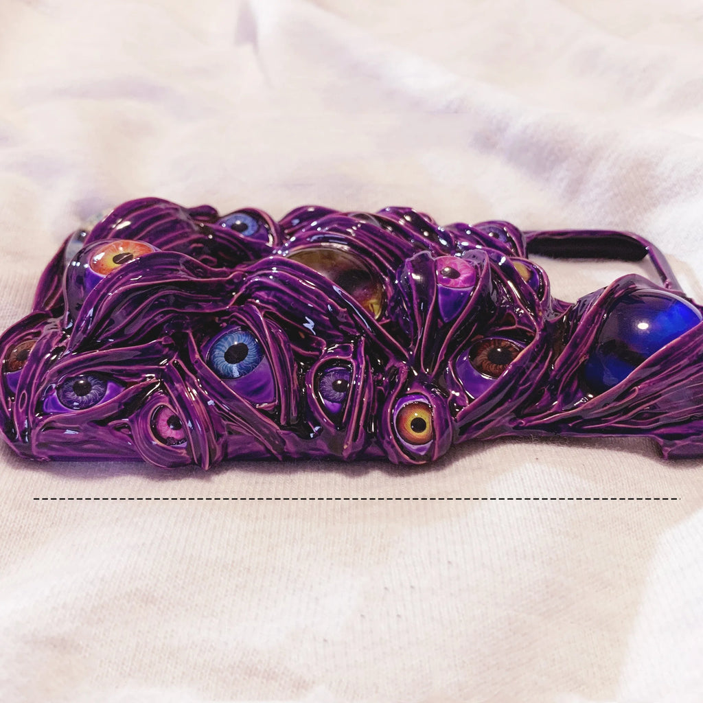 Horror silicone iPhone case with 3D eyes and Japanese Korean style, shown in the available colour