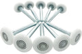 White steel garage door rollers and two handle winding strips for garage door maintenance