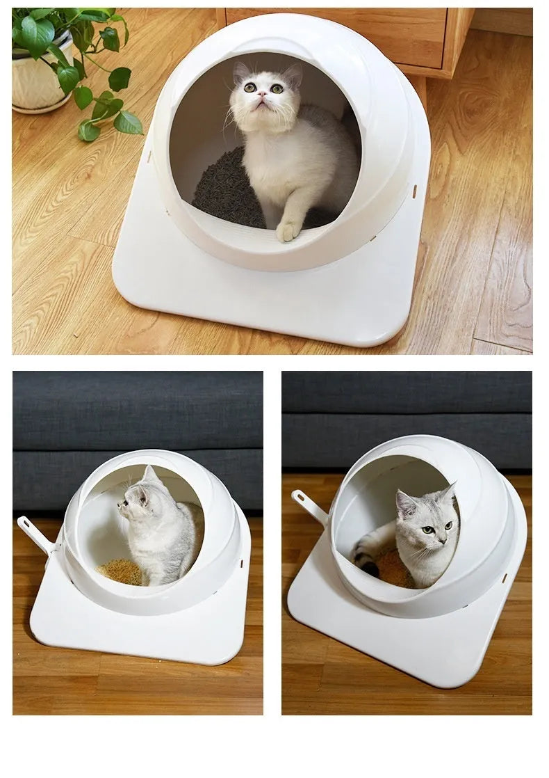 Large enclosed cat litter box in Ariston colour with covered design for odour control