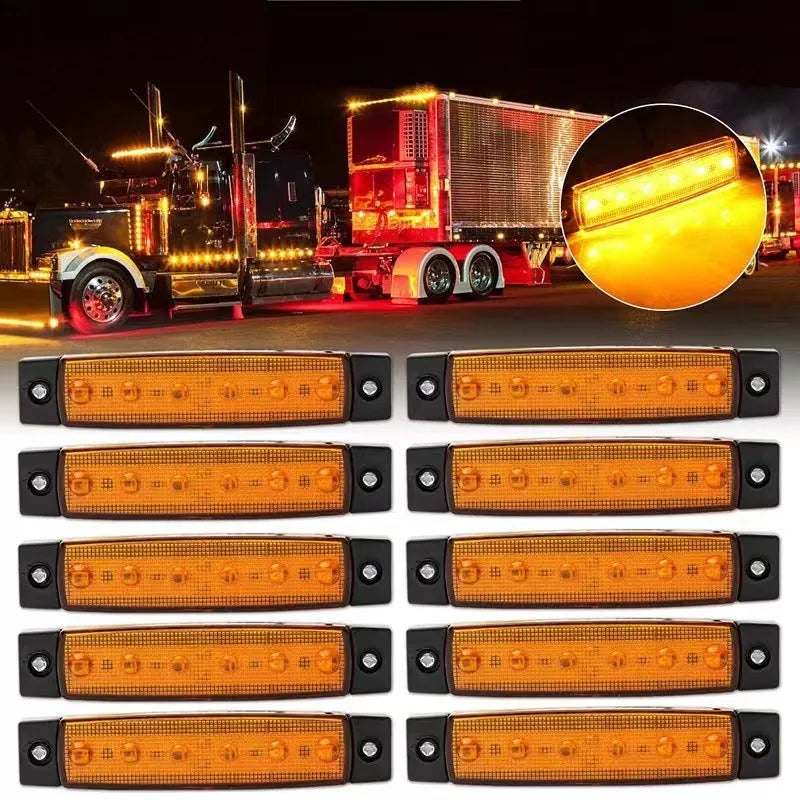 Trailer side warning light with PVC housing, 9.6cm x 2cm x 1cm, available in five colours for vehicle modification