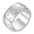 Titanium steel women's couple ring with diamond treatment in round geometric shape