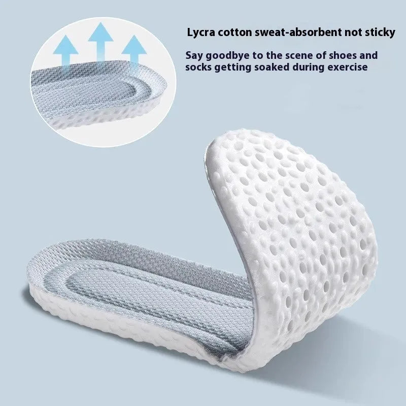 Breathable deodorant sports insoles in grey, black, or orange, with high elasticity and custom sizing for UK 35-46.