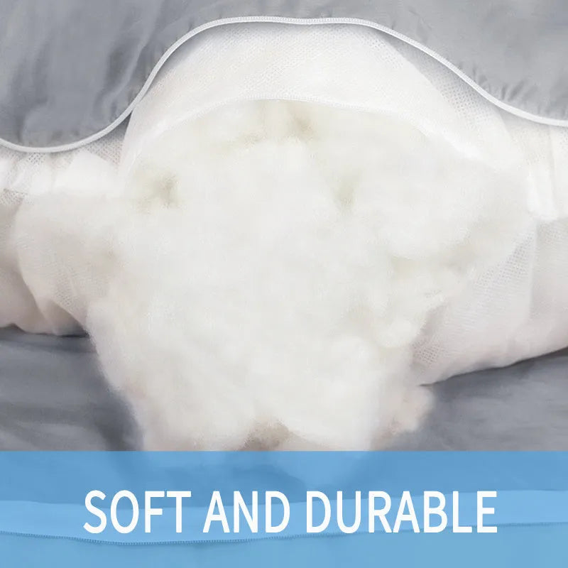 U-shaped pregnancy pillow in light blue with ice silk fabric, showing full 130cm length