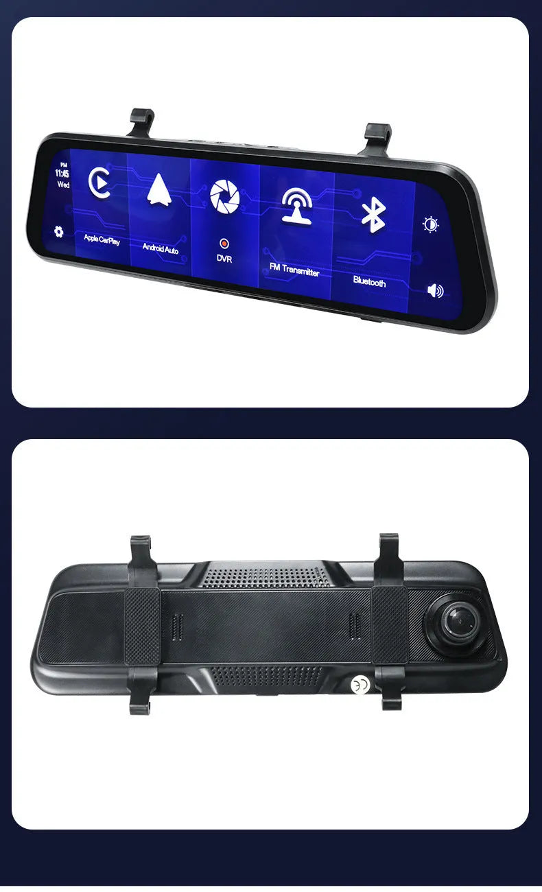 Black 9-inch portable car GPS navigation system with touch screen and dual camera recording