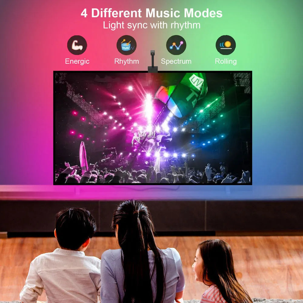 Smart TV LED backlight strip with camera controller and remote for ambient lighting