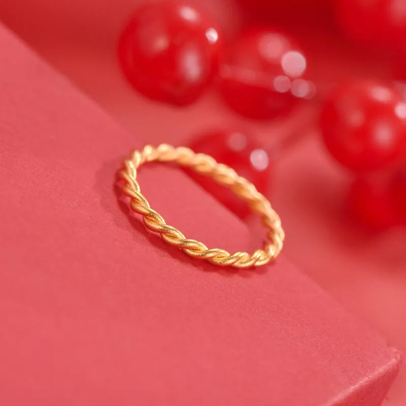 Brass gold plated women's ring shown in Twist Ring, Simple Bracelet Matte, and Simple Bracelet Glossy styles.