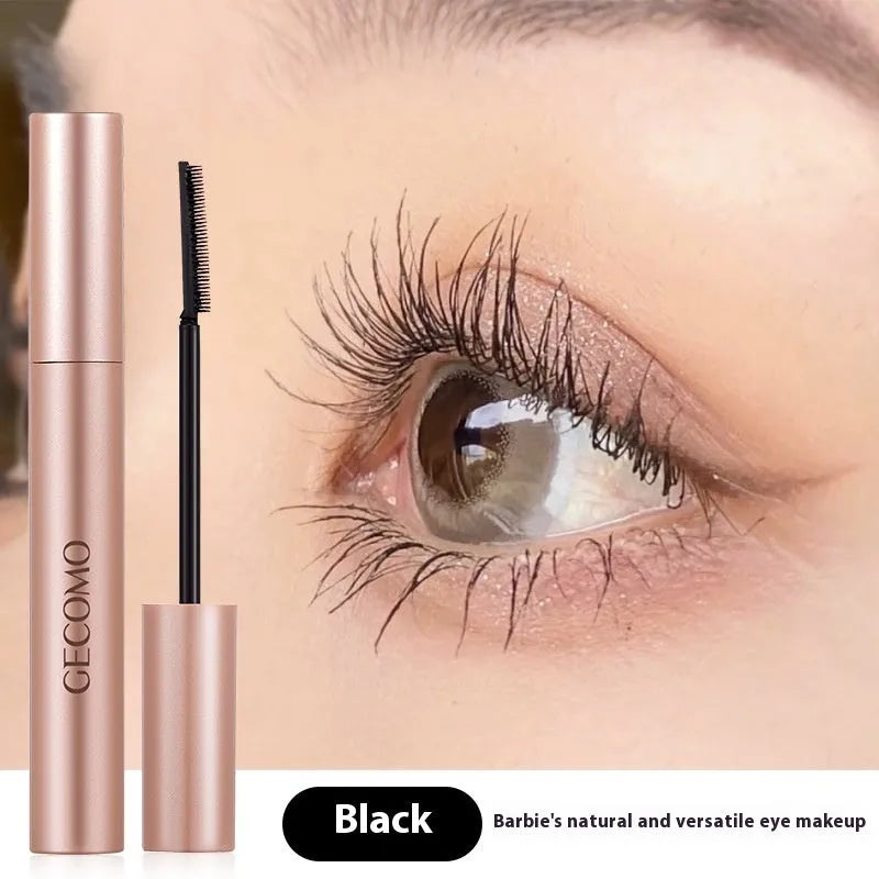 Black natural curly long mascara tube showing 14cm height with brush applicator