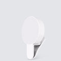 White clip-on LED selfie light for mobile phones showing three-level dimming buttons and USB port.