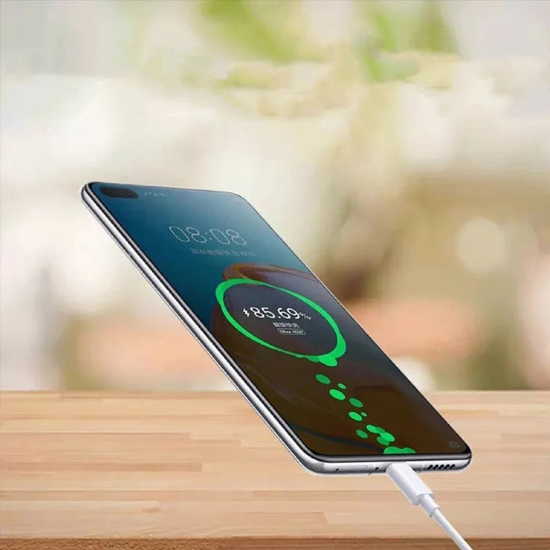 White 40W QC3.0 fast charger set with 5A charging cable for mobile phones