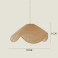 Handmade natural rattan and willow chandelier with warm LED light in three size options.