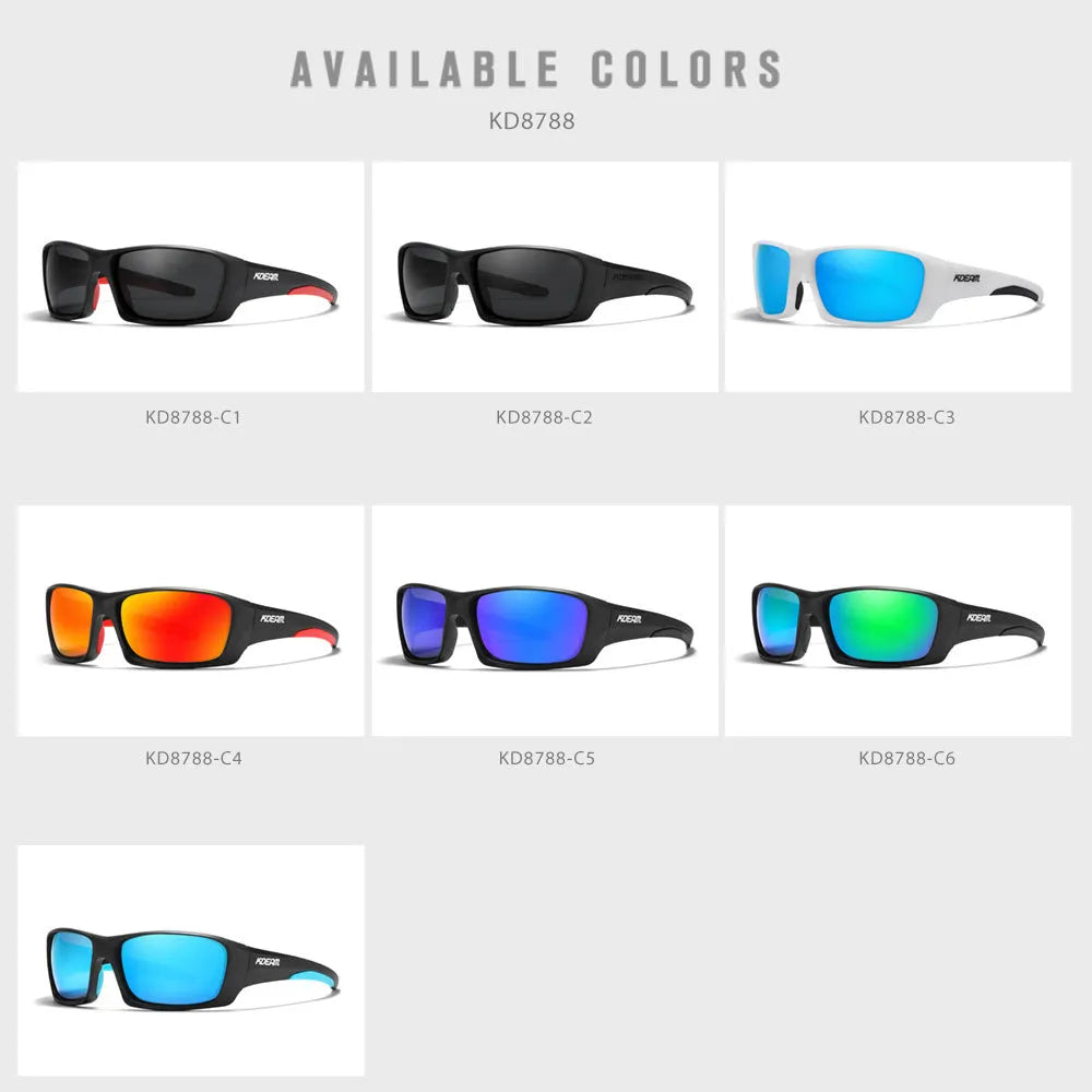 Ultralight polarised sports sunglasses with TR90 frame and silicone nose pads in assorted colours.