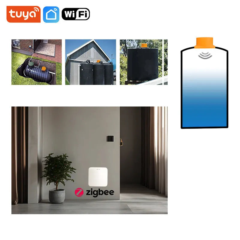 Moray ME201W wireless fluid level monitor for water and oil tanks with Tuya SmartLife app control