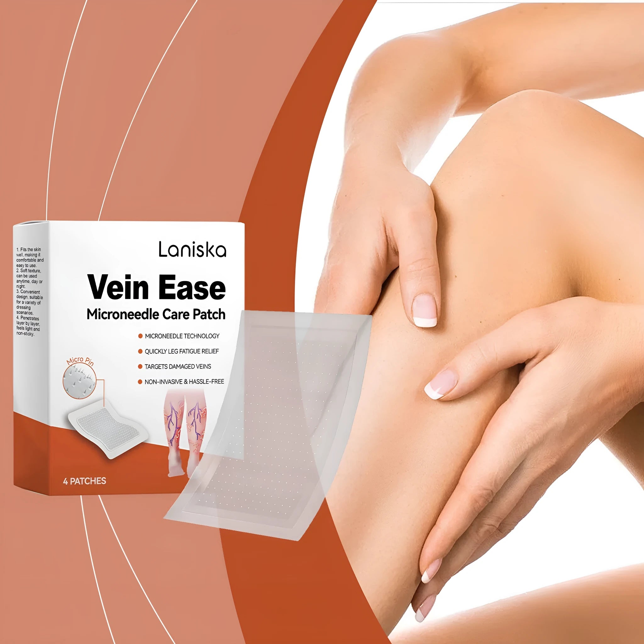 Laniska leg nursing adhesive bandage pack of four patches with mild ingredients