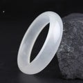 Gao Bing Jade ice-like white bracelet in modern simplicity style, showing flat rod and round rod options.