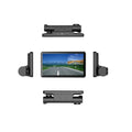 Black 4-inch touch screen car dash cam with three lenses for front, rear, and interior recording