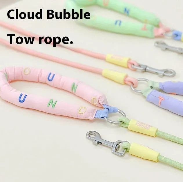 Polyester dog leash with 150cm hand holding rope in green, pink, purple, or raspberry powder colours