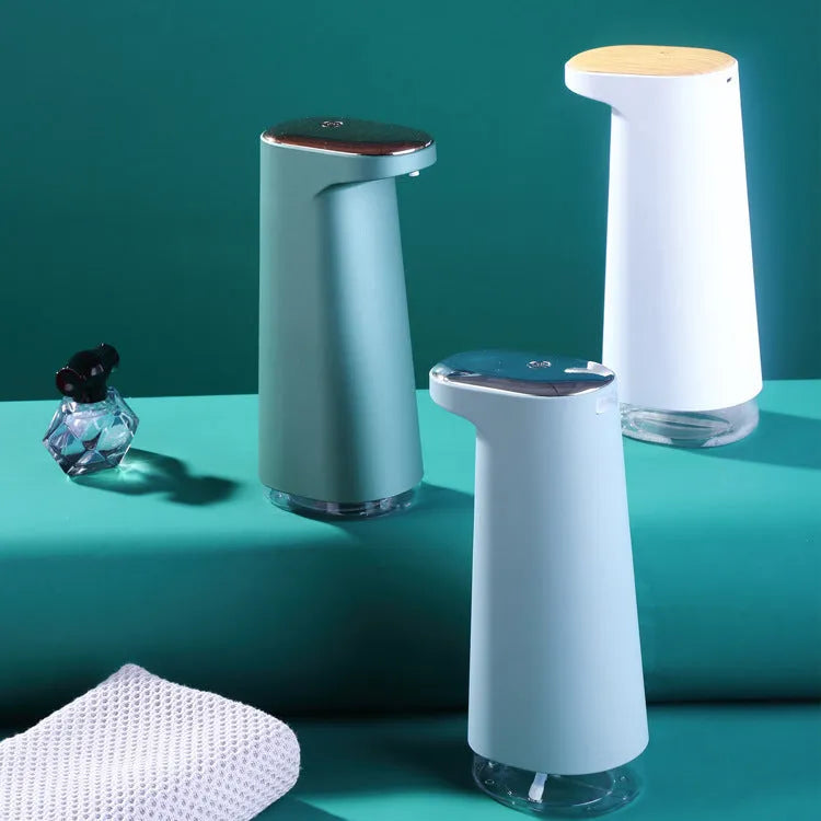 Automatic foam soap dispenser with infrared sensor in white, pink, green, or dark green colours