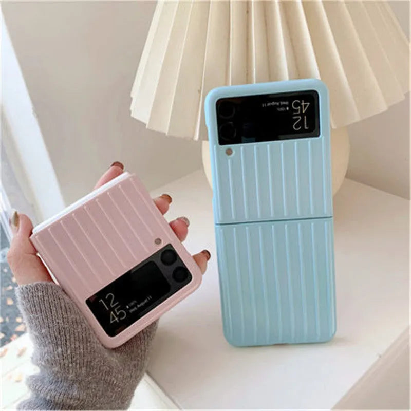 Samsung Z Flip3 flip phone case in PC material with injection moulding, showing colour options