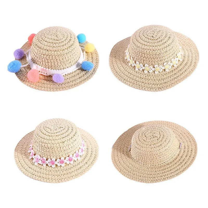 Handmade adjustable bowknot pet hat for dogs and cats in cartoon style with paper material