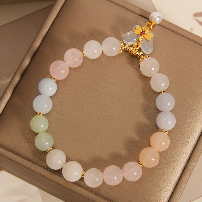 Women's crystal bracelet with colourful morganite butterfly pendant jewellery