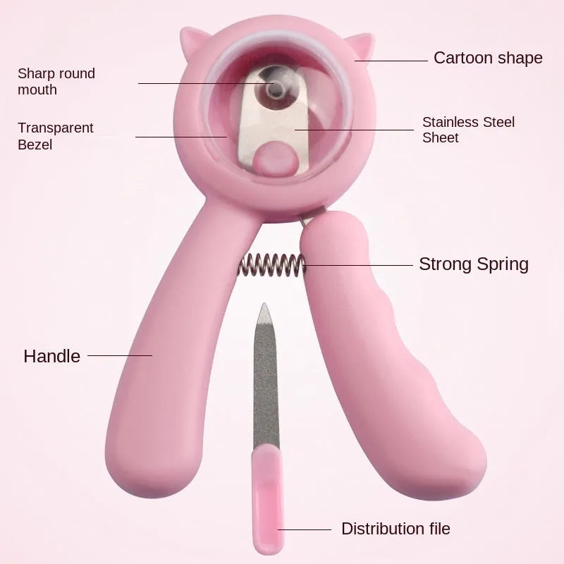 Professional stainless steel pet nail clipper with curved blades for dog and cat claw trimming