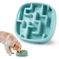 Macaron blue slow feeding bowl with maze design for cats and dogs