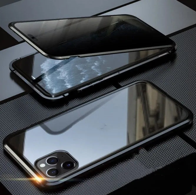 Double-sided tempered glass magnetic phone case with anti-peeping function for iPhone models