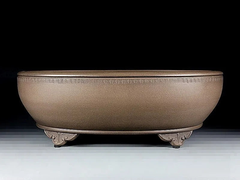 Handmade oval purple sand flowerpot measuring 50x39.5x16cm for desktop or ground plant placement