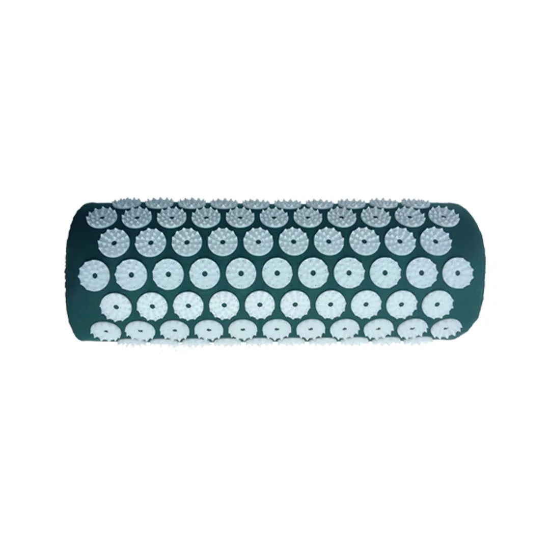 Acupuncture massage mat and headrest set, 68x42x2cm cushion, 38x15x10cm headrest, PP sponge, black and blue