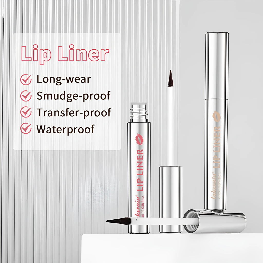 Matte finish pointed toe lip liner with tear and pull design shown in five colour options