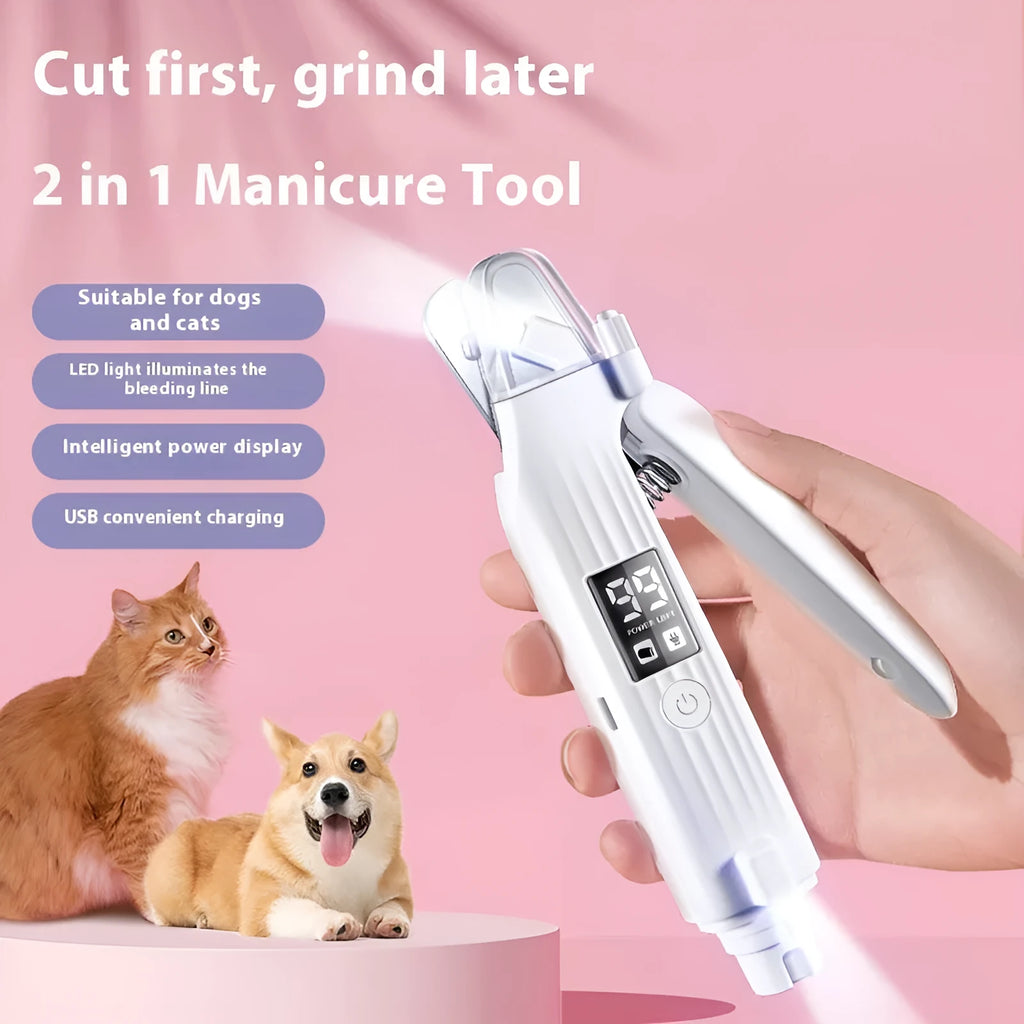White HZ8 pet nail clippers with grinder for dog grooming at home