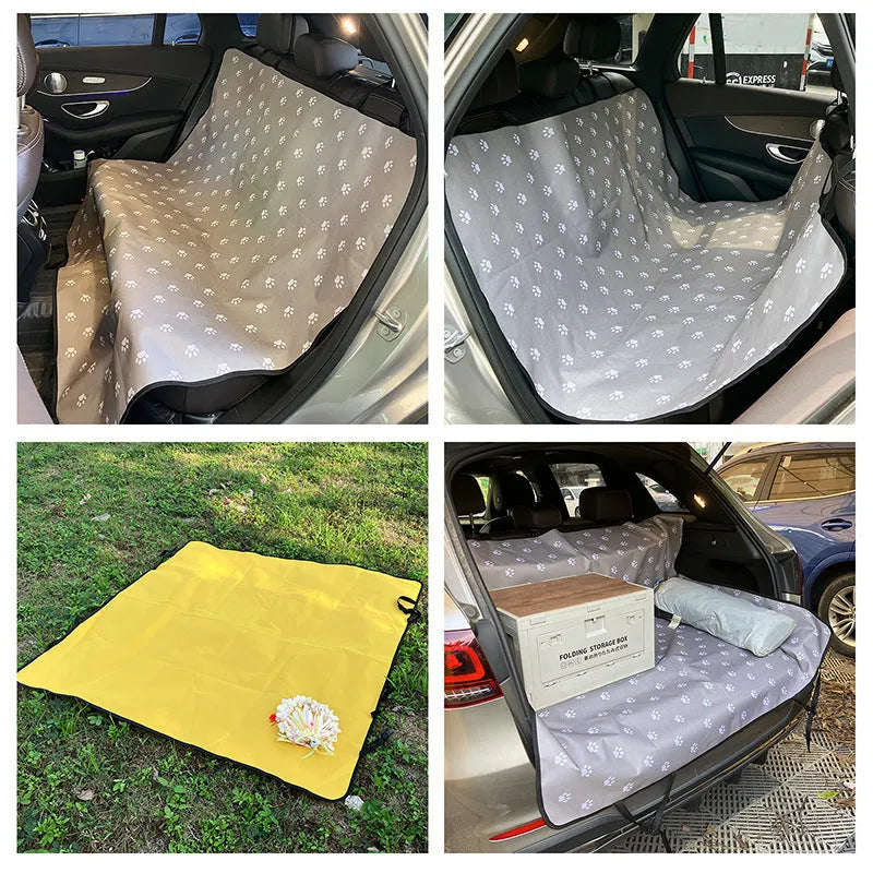Cloth car pet mat for rear seat with water resistant dog protection in multiple colour patterns