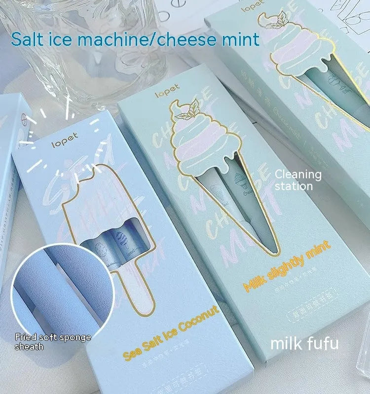 Double-headed fluorescent pen with 0.5mm plastic shell for student calligraphy practice in cheese mint and sea salt ice cup colours