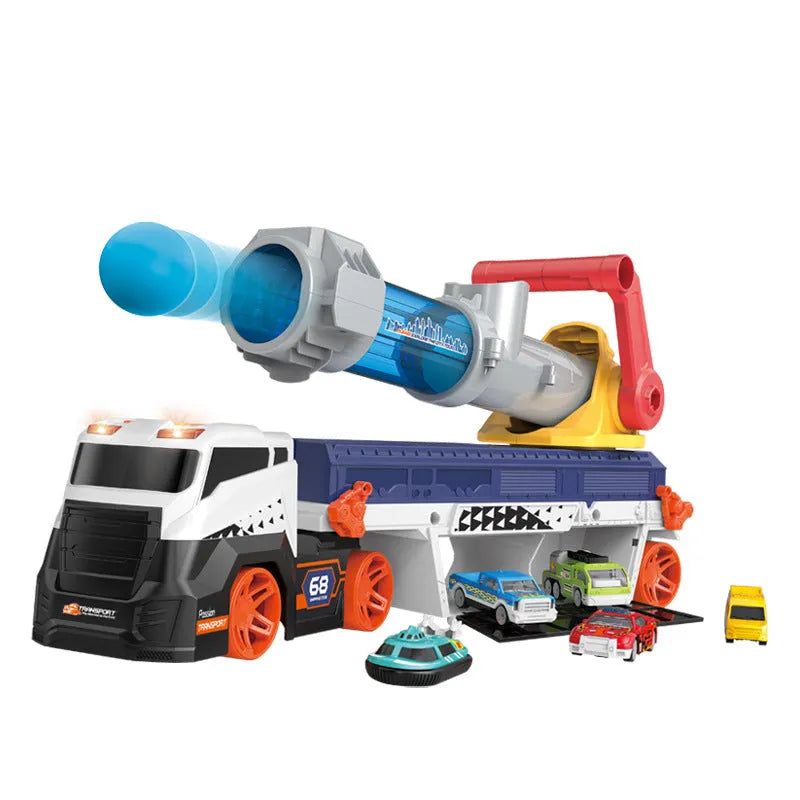 Children's battery-powered launch missile truck toy with catapult shell car and deformation track car, plastic vehicle for ages 4-6