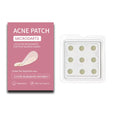 Box containing nine round, translucent hydrocolloid acne patches for spot treatment.