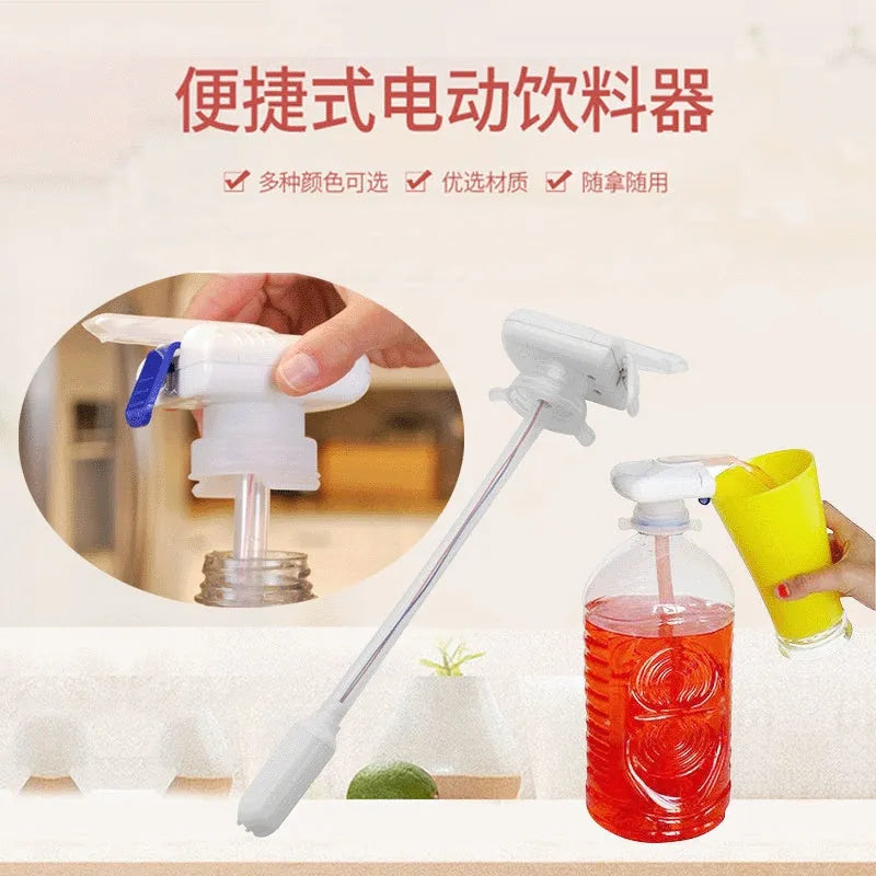 Blue handle pumping water device with 32.5cm straw for transferring milk and beverages between containers